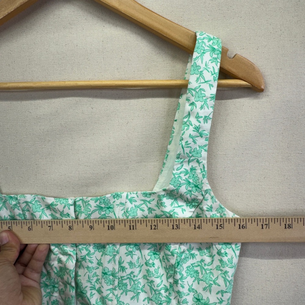 Zara Floral Corset Top Size L Green White Cottagecore Fairycore Summer Crop - Picture 5 of 8